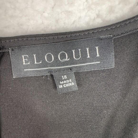 Eloquii Peplum Dress Womens‎ Plus 18 Sheath Black Darted Stretch Career Office - Picture 6 of 12